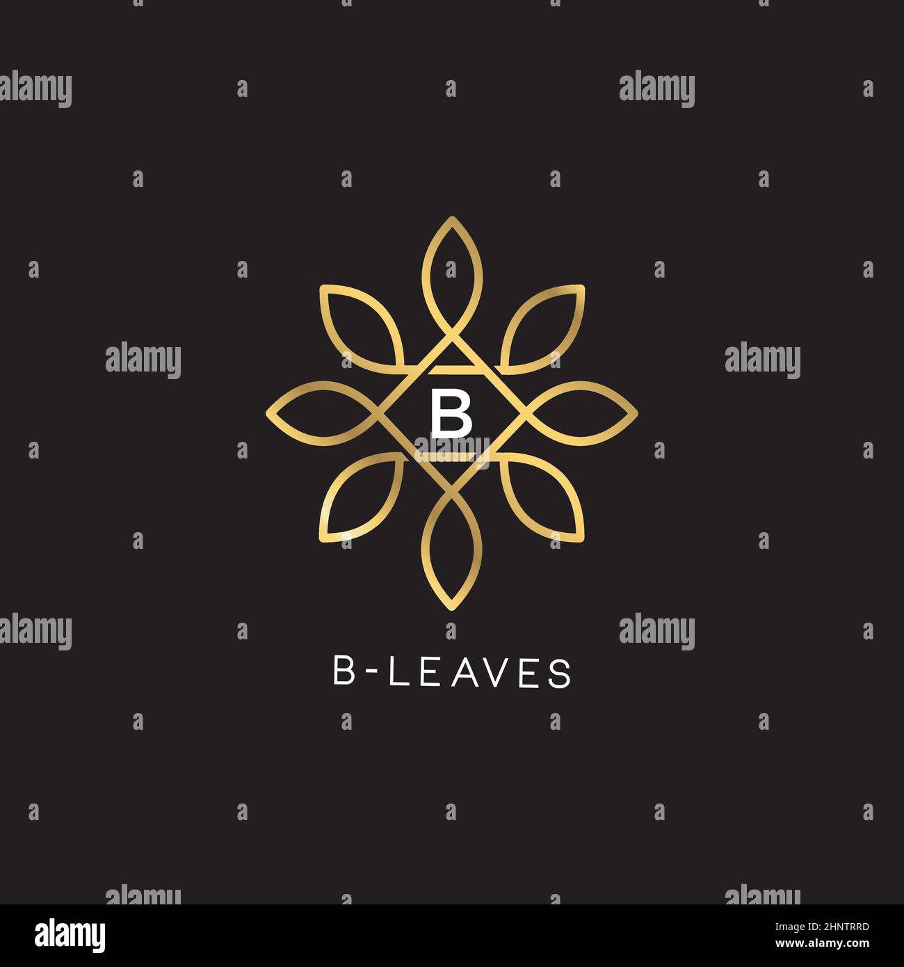 Golden Floral Vector Leaves Initial Letter Type B Logo Design Template ...