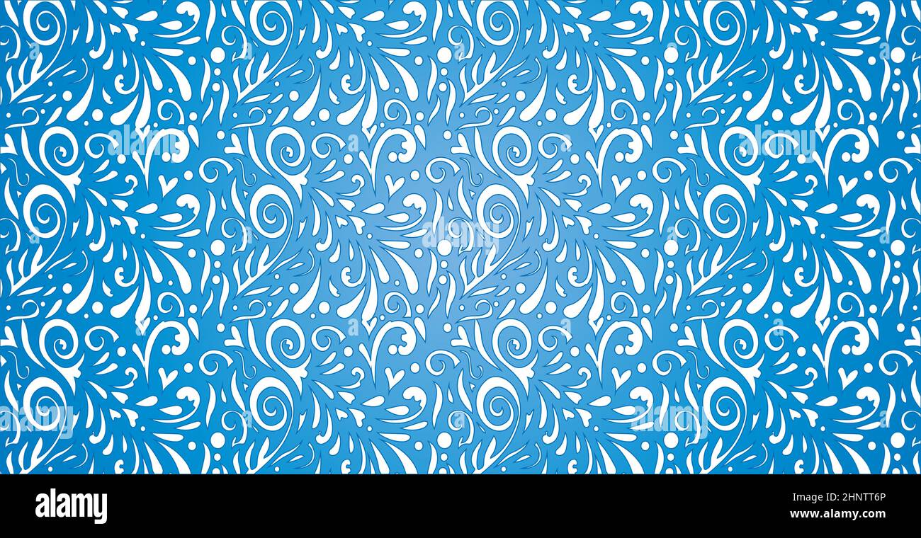 Abstract frosty patterns, panoramic blue and white web pattern ...