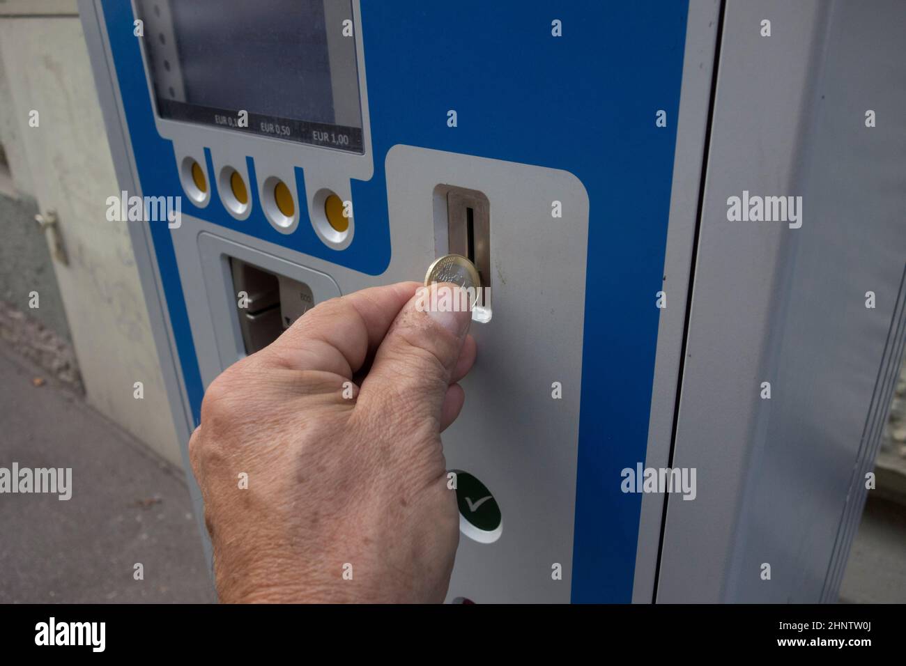 parking meter or pay and display machine for purchasing a ticket Stock Photo