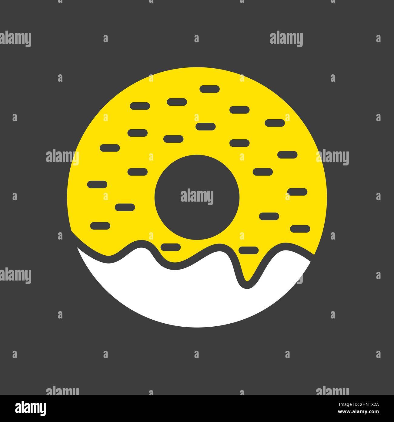 Donut vector glyph icon on dark background. Fast food sign. Graph ...