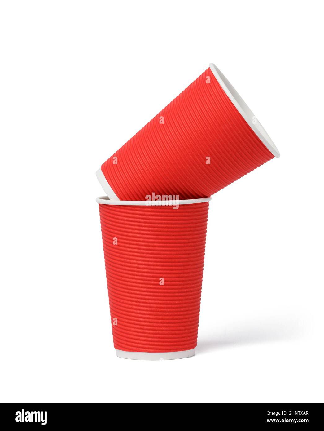 red corrugated paper cup isolated on white background. Container for ...