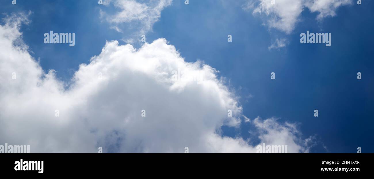 Blue sky background with white clouds. Panorama Stock Photo - Alamy