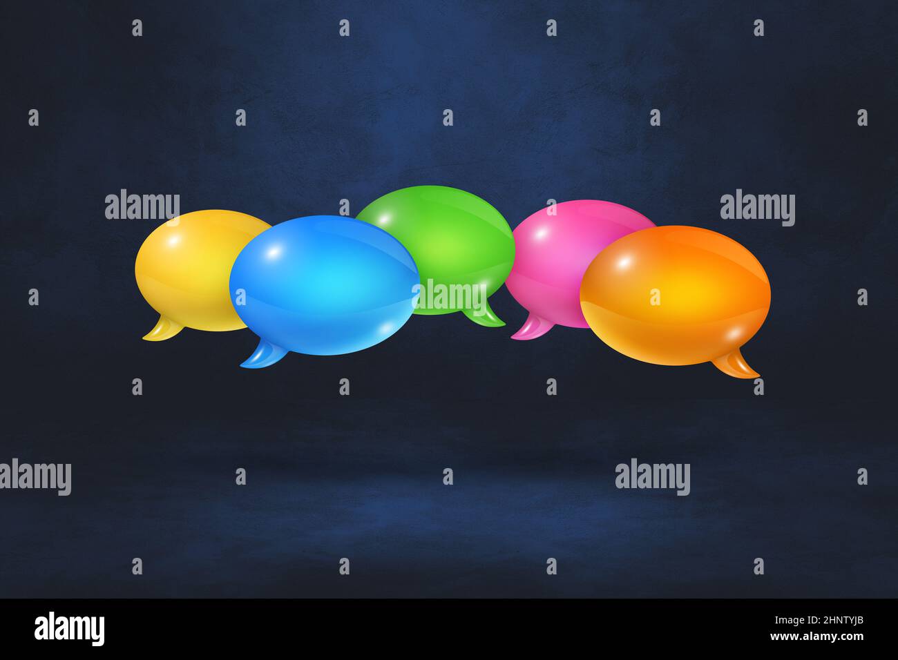 3D multicolor speech bubbles isolated on black background Stock Photo ...
