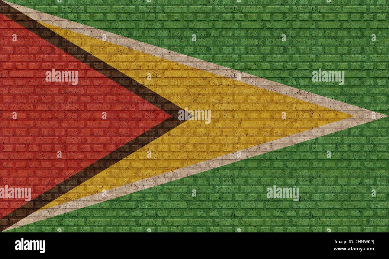 3D Flag of Guyana on a old brick wall background Stock Photo - Alamy