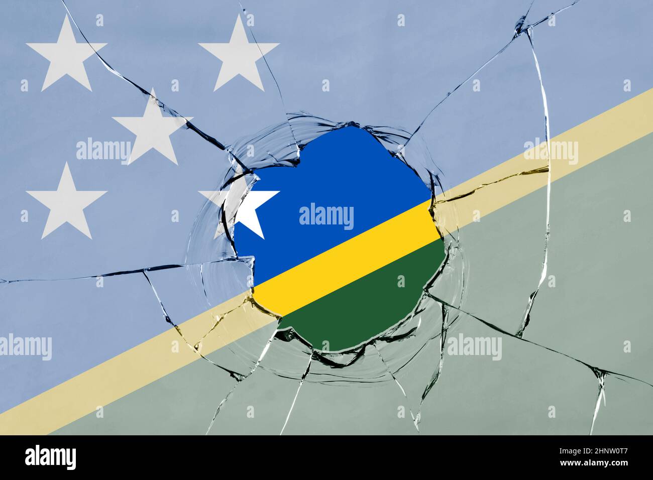 3D Flag of Solomon Islands on a glass breakage Stock Photo - Alamy