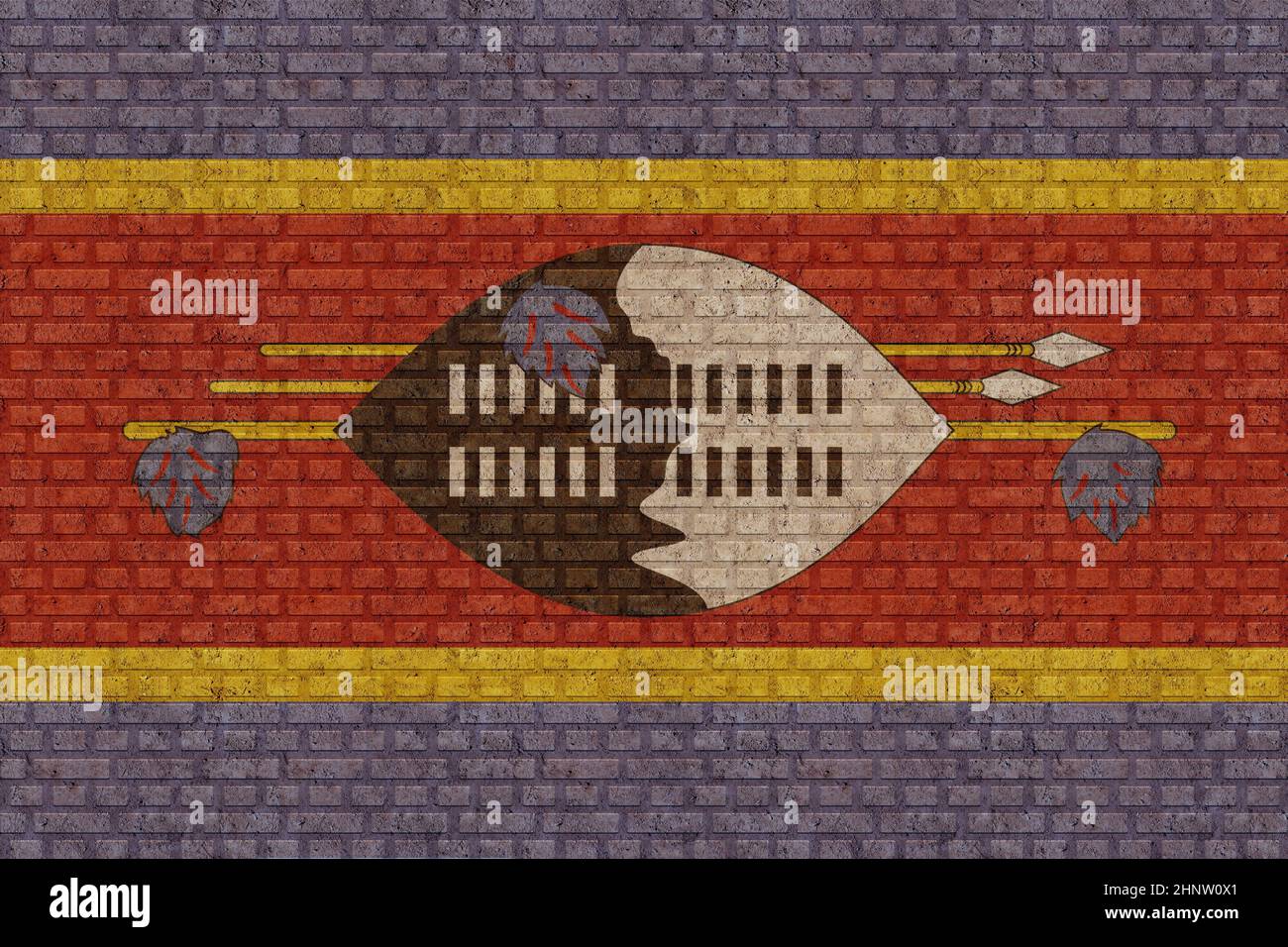 3D Flag of Eswatini on a old brick wall background Stock Photo - Alamy