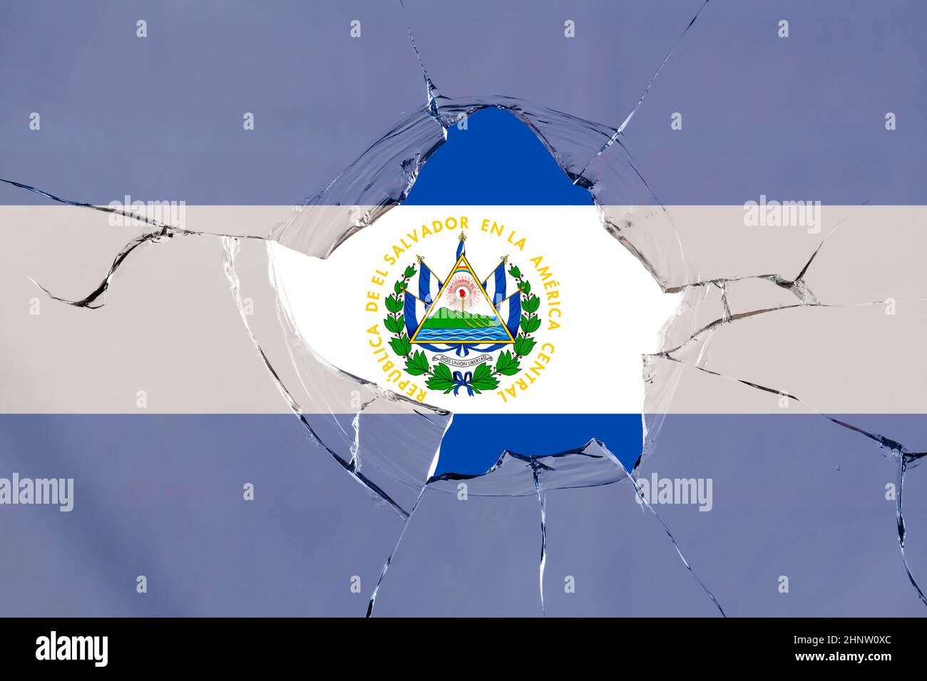 3D Flag of El Salvador on a glass breakage Stock Photo - Alamy