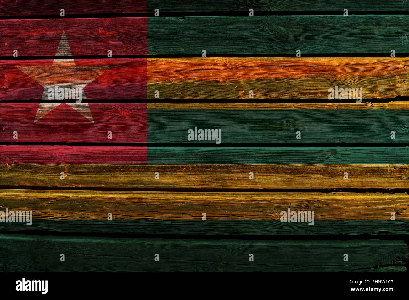 3D Flag of Togo on a old wood wall background Stock Photo - Alamy