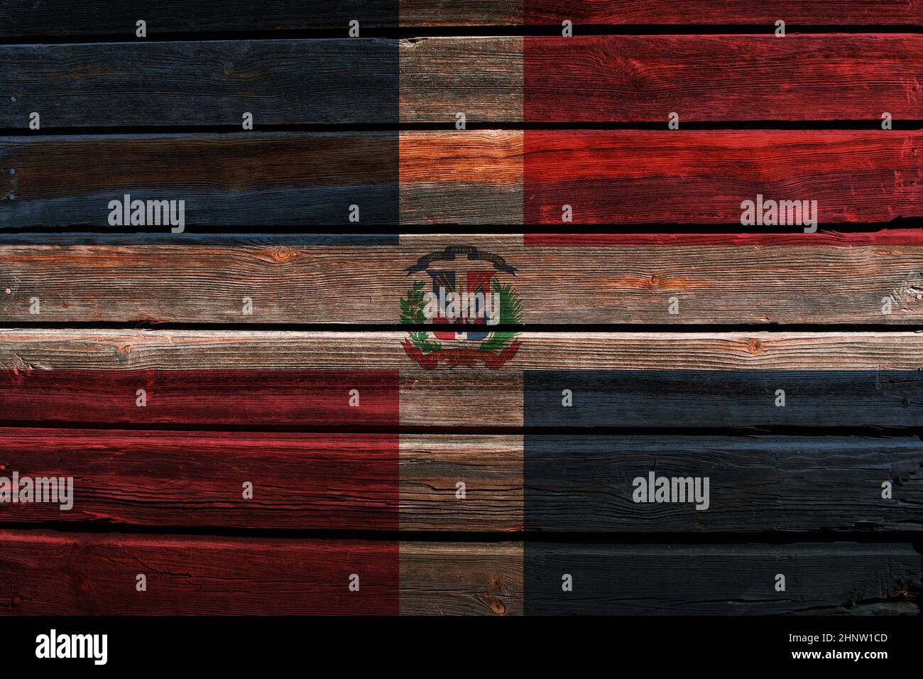 3D Flag of Dominican Republic on a old wood wall background Stock Photo ...