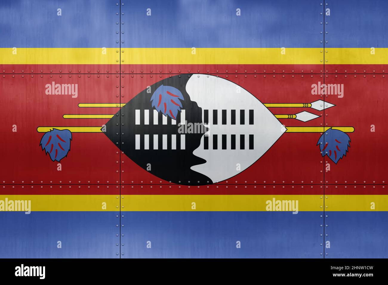 3D Flag of Eswatini on a metal wall background Stock Photo - Alamy