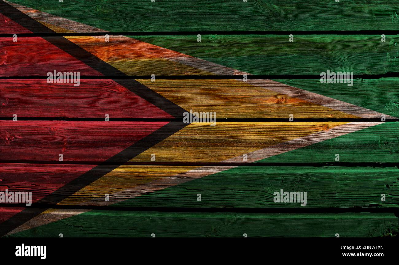 3D Flag of Guyana on a old wood wall background Stock Photo - Alamy