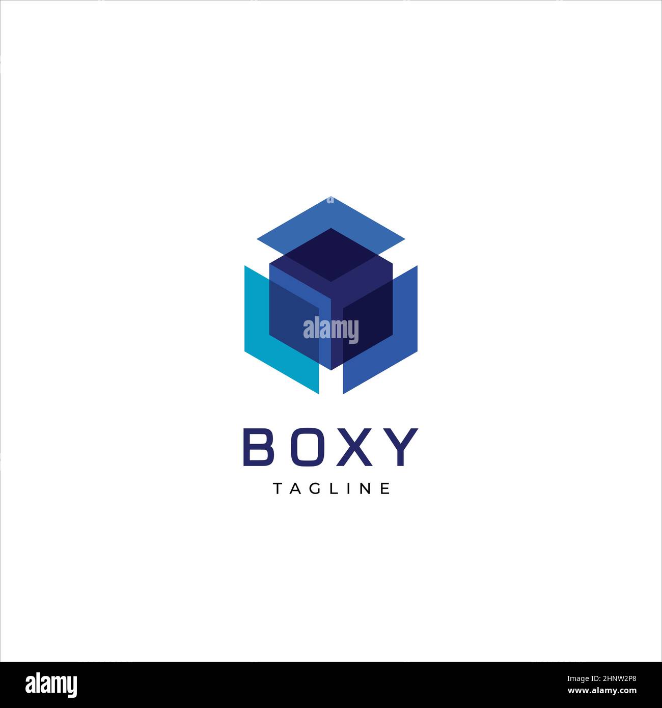 Layered Blue Cube Logo Sign Symbol Icon Stock Vector