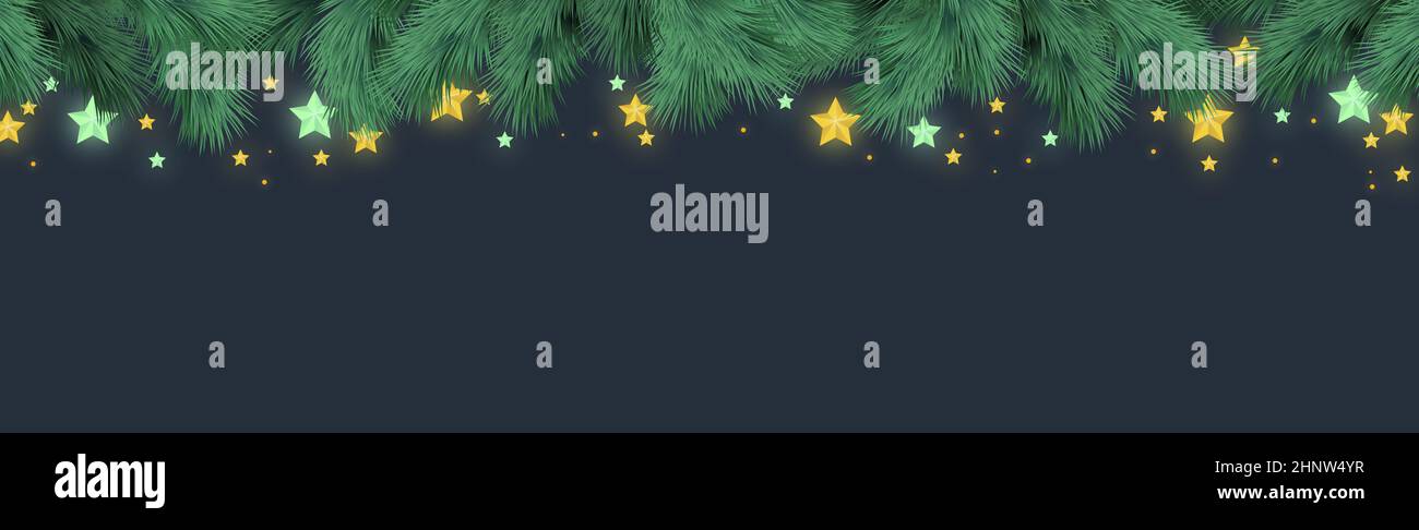 Christmas tree on dark background, web template for holiday promotional ...