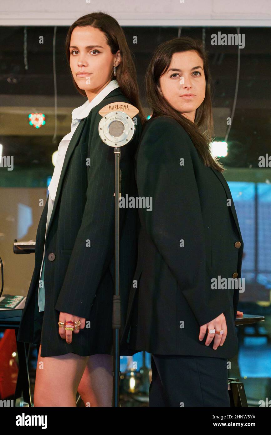 Madrid, Spain. 17th Feb, 2022. Ana Legazpi (L) and Carolina Moyano (R) from Marlena group pose during the portrait session in Madrid. (Photo by Atilano Garcia/SOPA Images/Sipa USA) Credit: Sipa USA/Alamy Live News Stock Photo