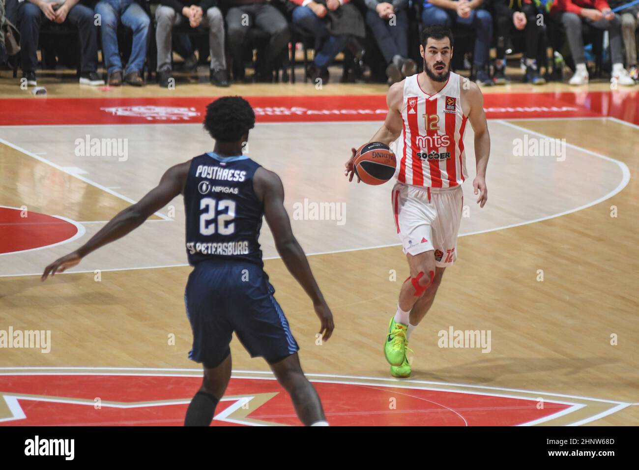 Nikola Kalinic, Red Star (Belgrade) vs. Zenit (Saint Petersburg). Euroleage Basketball 2021-22 Stock Photo