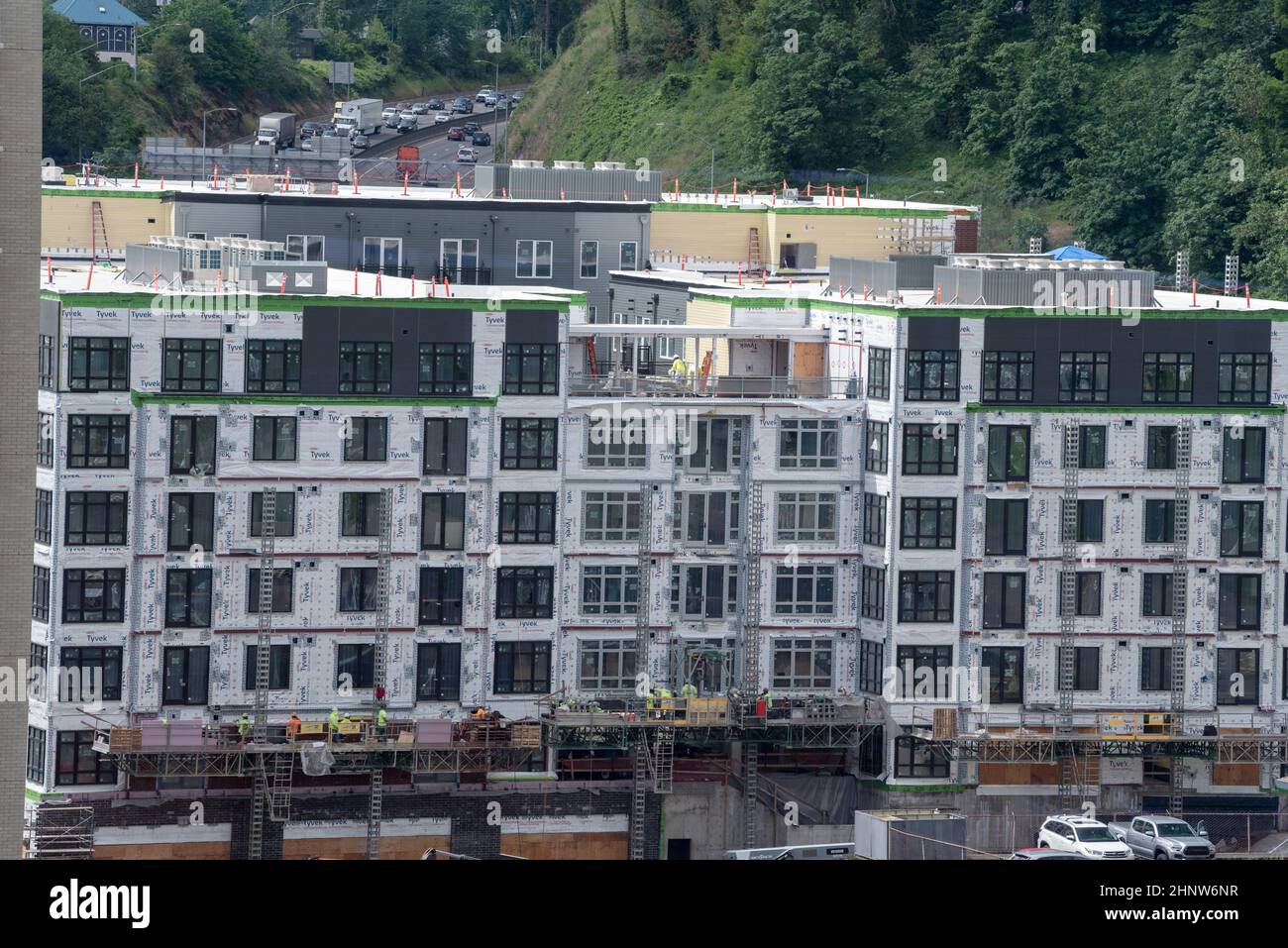 New building under construction in the South Waterpark area of Portland