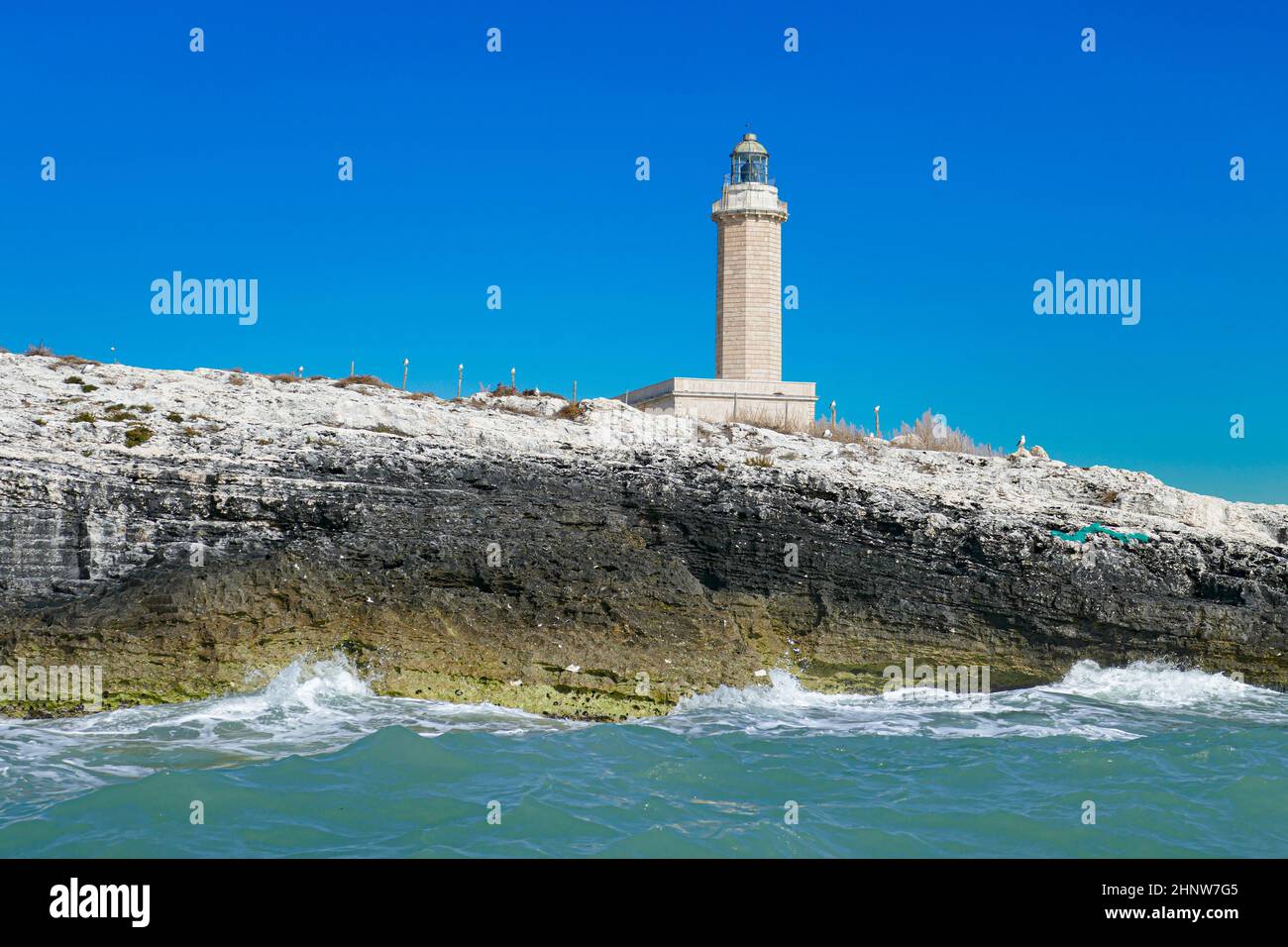 Lighthouse of Santa Maria di Leuca, Salento, Apulia, Italy. Stock Photo