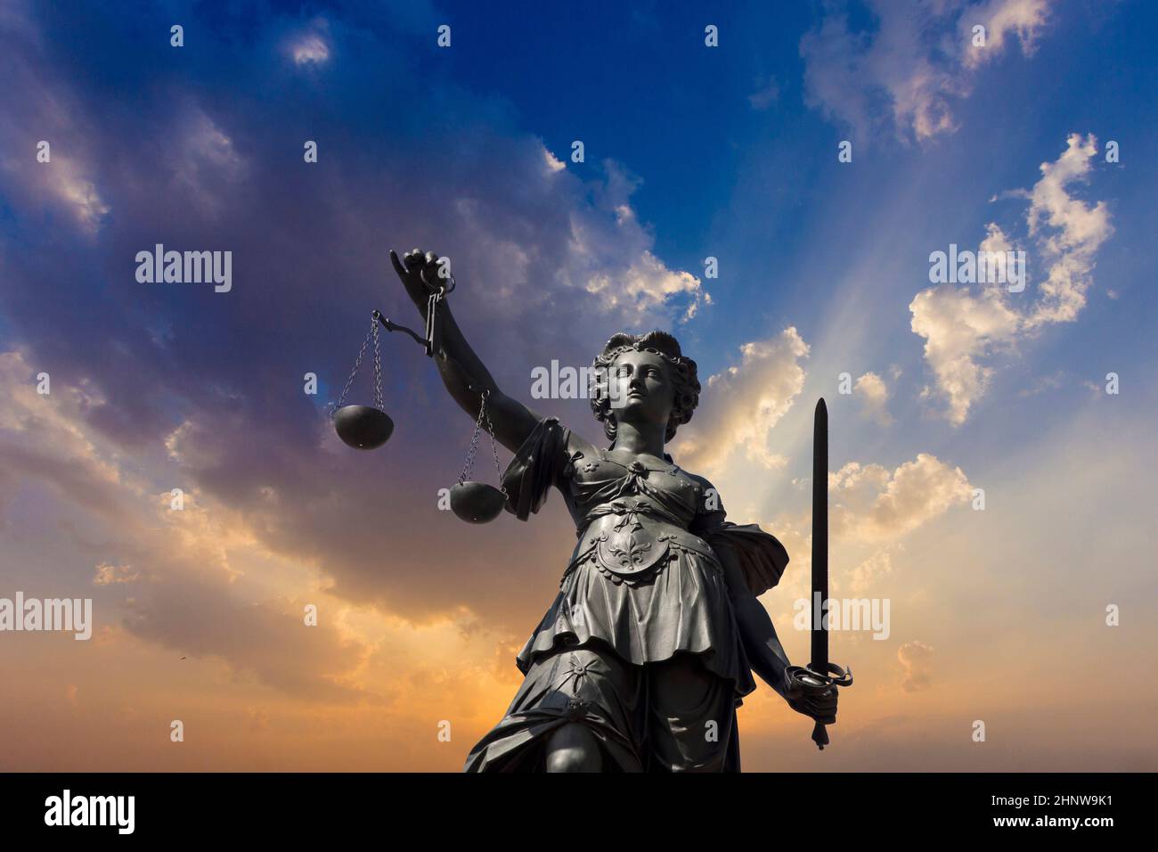 Lady justice at the Roemer in Frankfurt am Main symbolizes Justice with ...