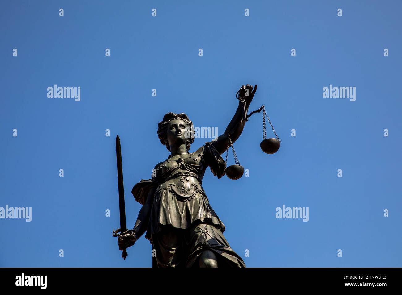 Lady justice at the Roemer in Frankfurt am Main symbolizes Justice with ...