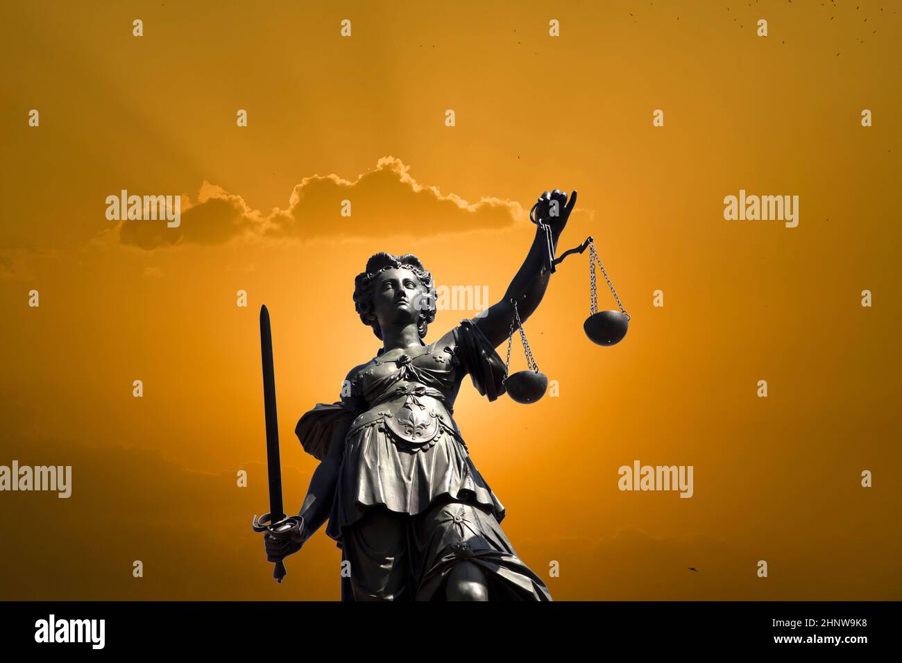 Lady justice at the Roemer in Frankfurt am Main symbolizes Justice with ...
