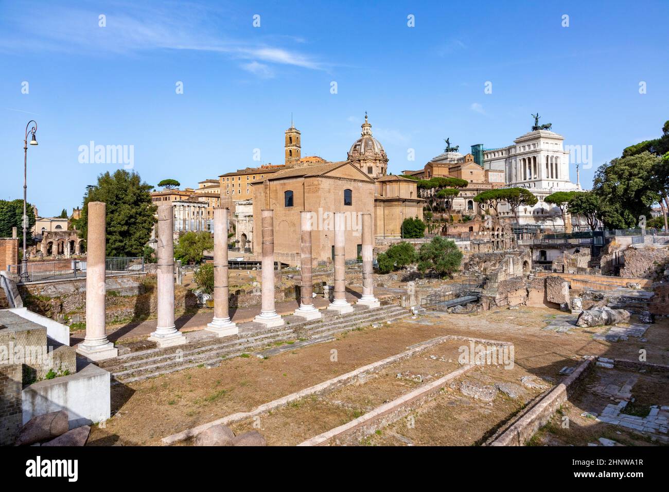 view to forum romanum in Rome with Corinthian columns in Rome, Italy ...
