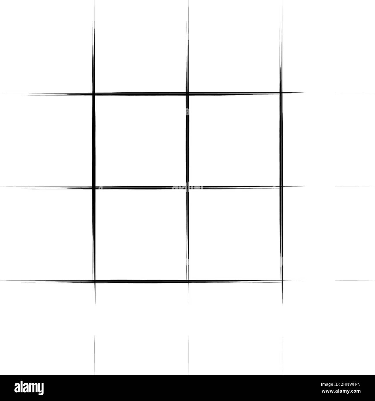 Grid, mesh, graticule with grungy, irregular lines. Grunge checkered