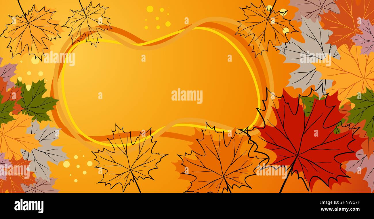 Autumn maple leaves on a colored background - Vector illustration Stock ...