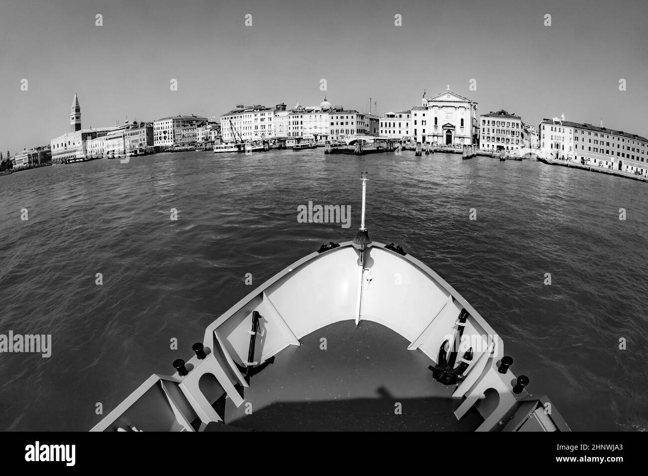 ferry boat at the way to Venice. Several ferries serve the smaller islands in the lagoon. Stock Photo