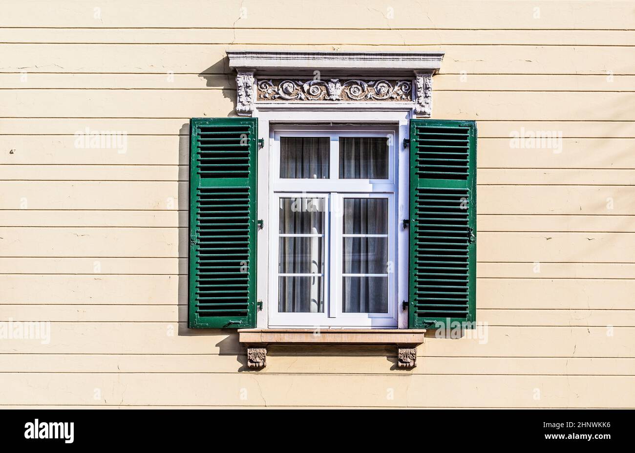 brick wall of an old house with window Stock Photo - Alamy