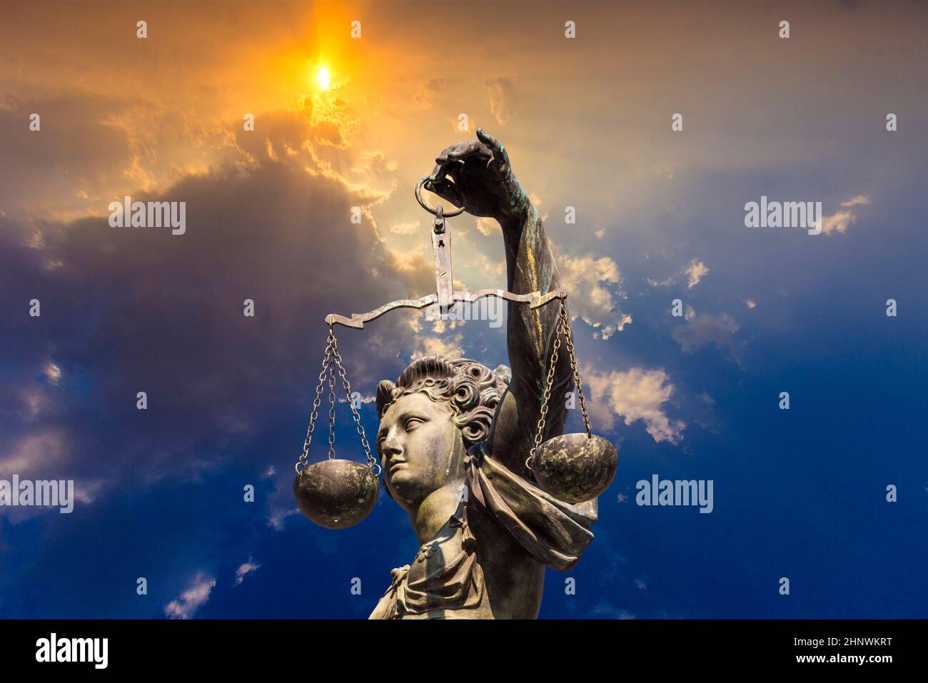 Max Romer Justice Statue of Lady Justice in front of the Romer in Frankfurt - Germany ...