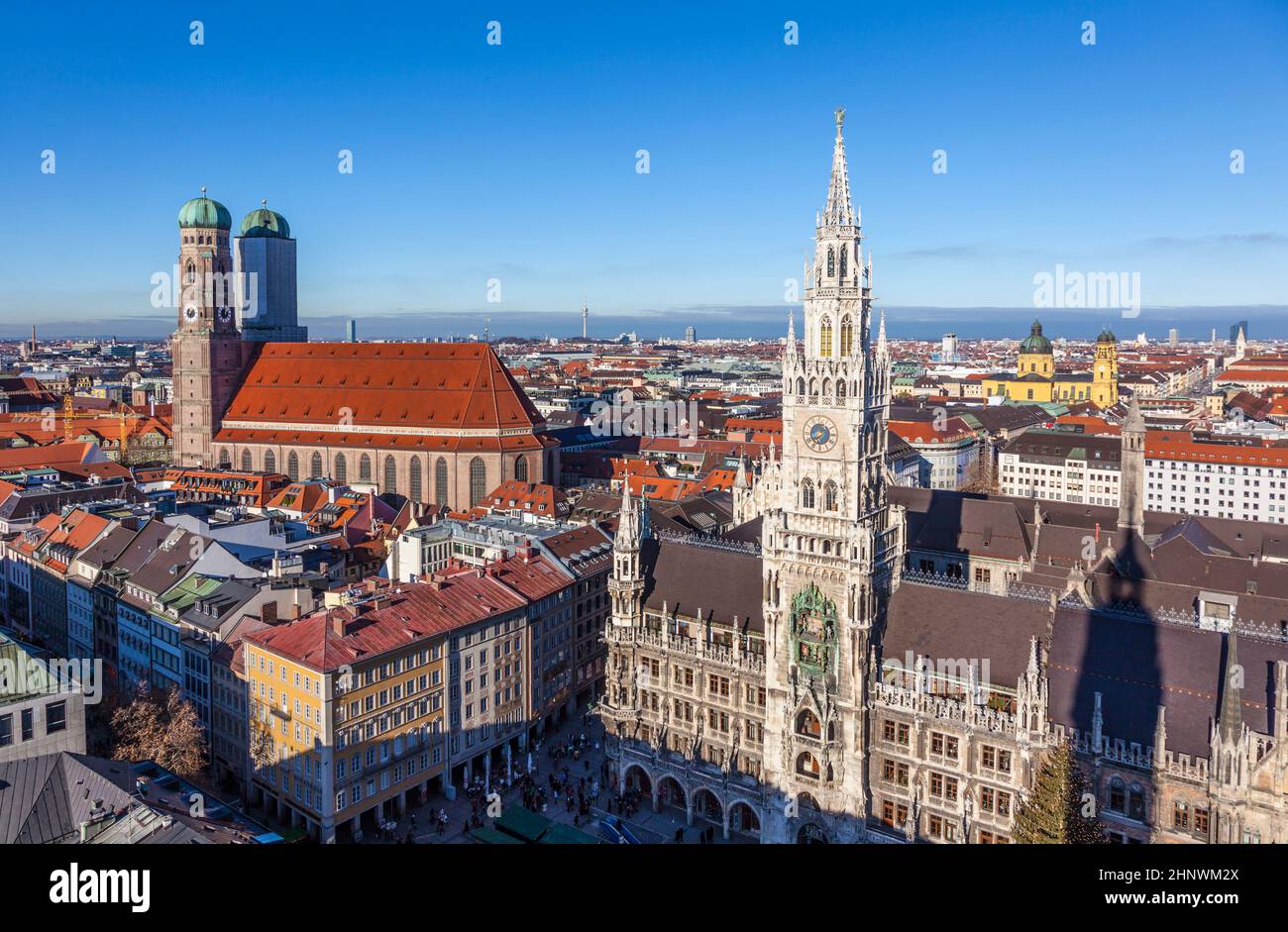 aerial of Munich in beautiful weather uder blue sky Stock Photo Alamy
