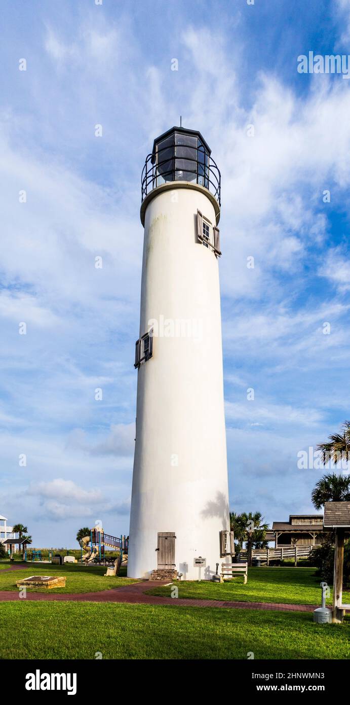 Lighthouse on the Gulf of Mexico in Eastpoint Stock Photo