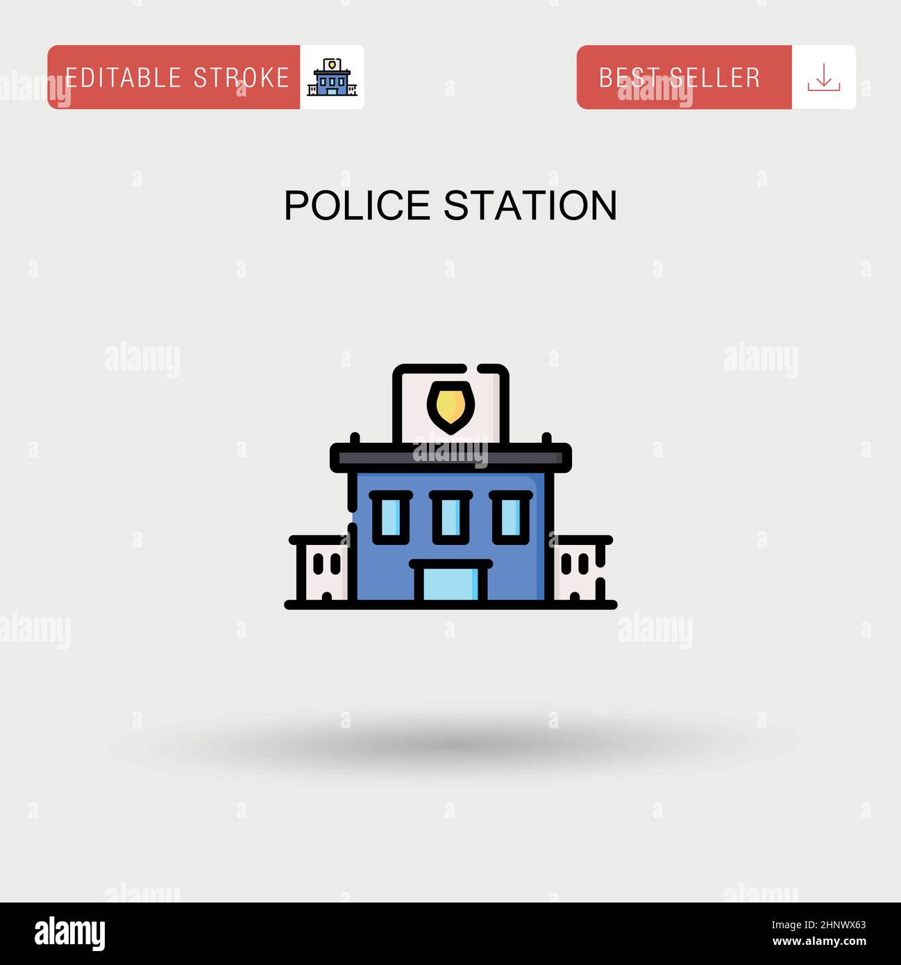 Police station Simple vector icon. Stock Vector