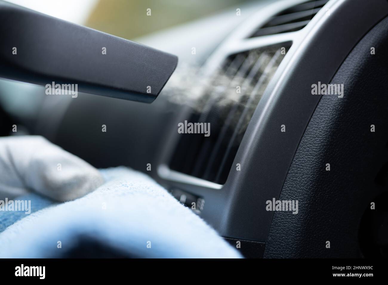 Car dashboard cleaning with steam hires stock photography and images