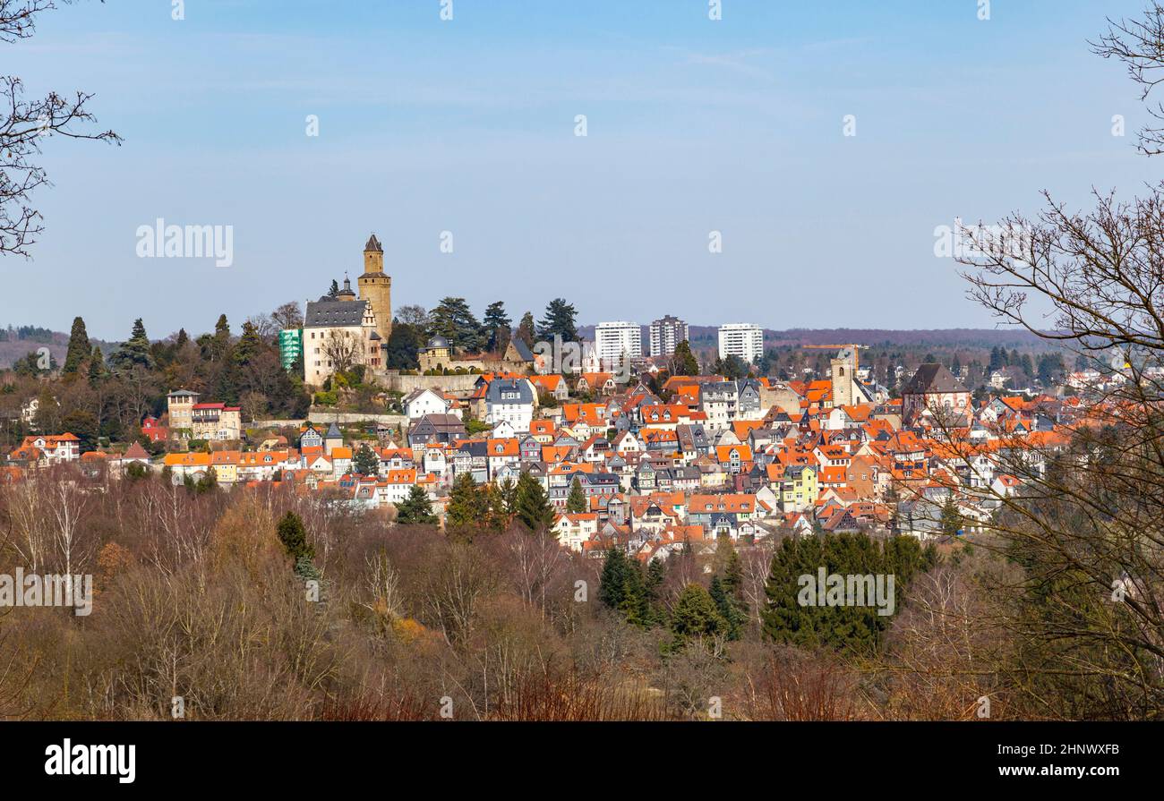 view to old town and castle of Kronberg,  Germany Stock Photo