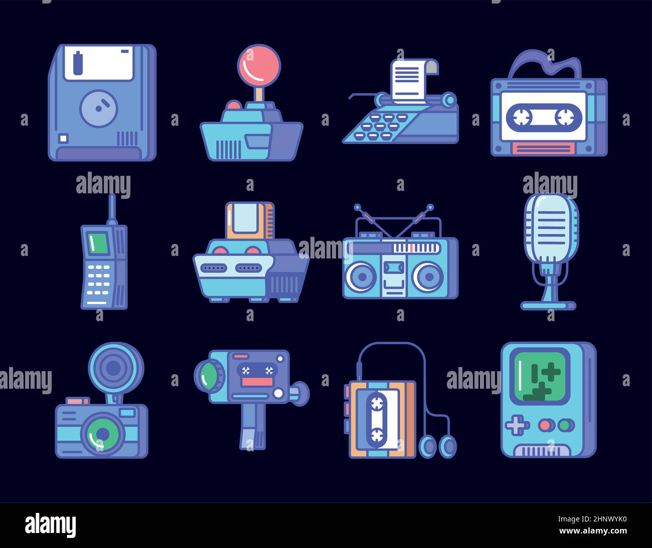 retro tech gadgets Stock Vector