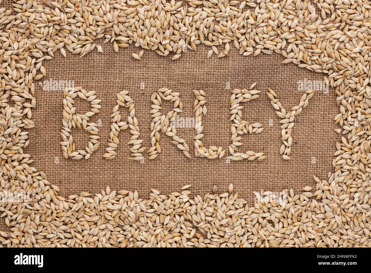 Word barley written on burlap , background Stock Photo Alamy