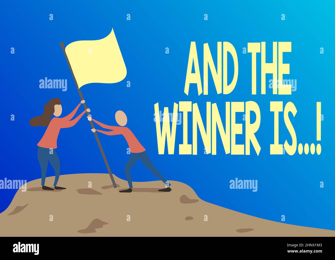 Sign displaying And The Winner Is, Word for announcing who got first ...