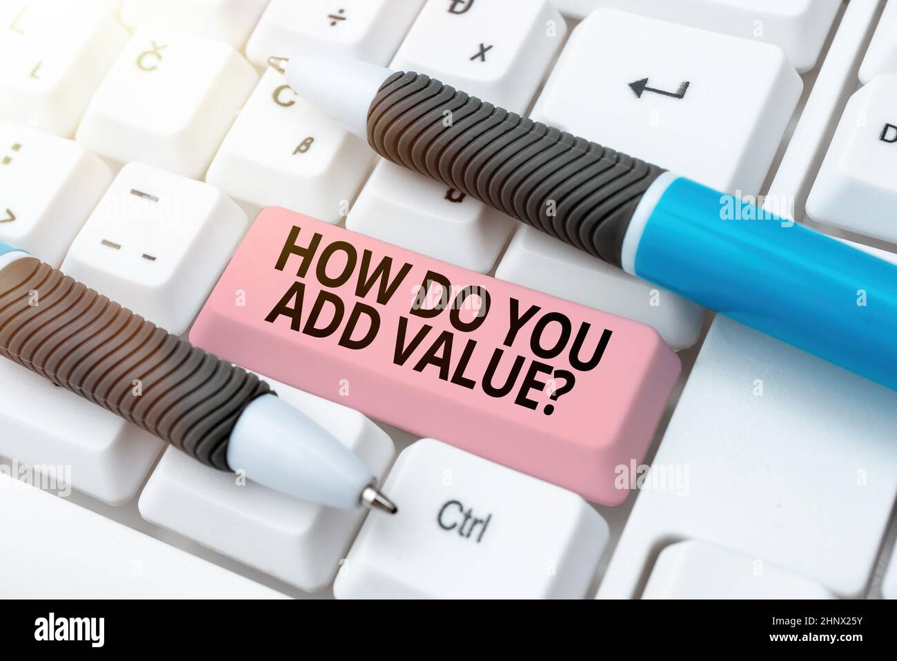Text sign showing How Do You Add Value Question, Business overview ...