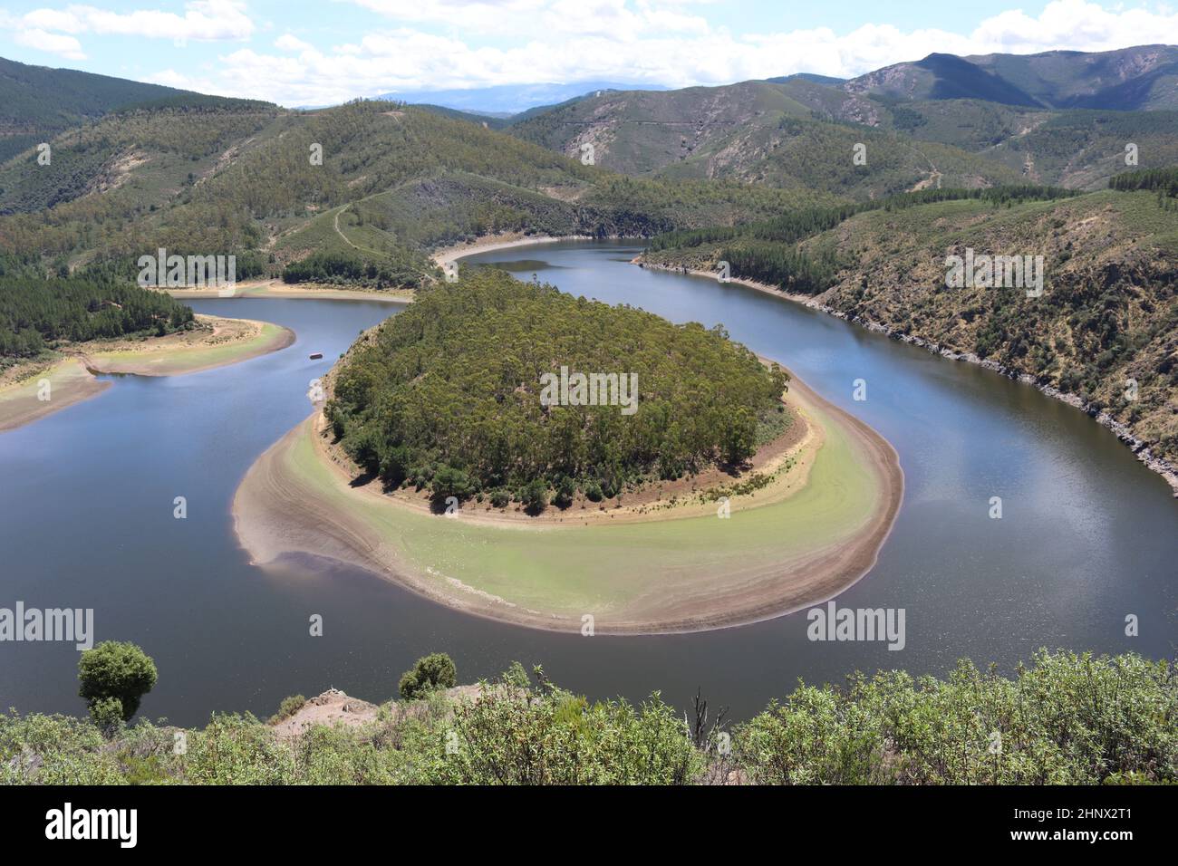 beautiful meander river curves water landscape nature amplitude Stock