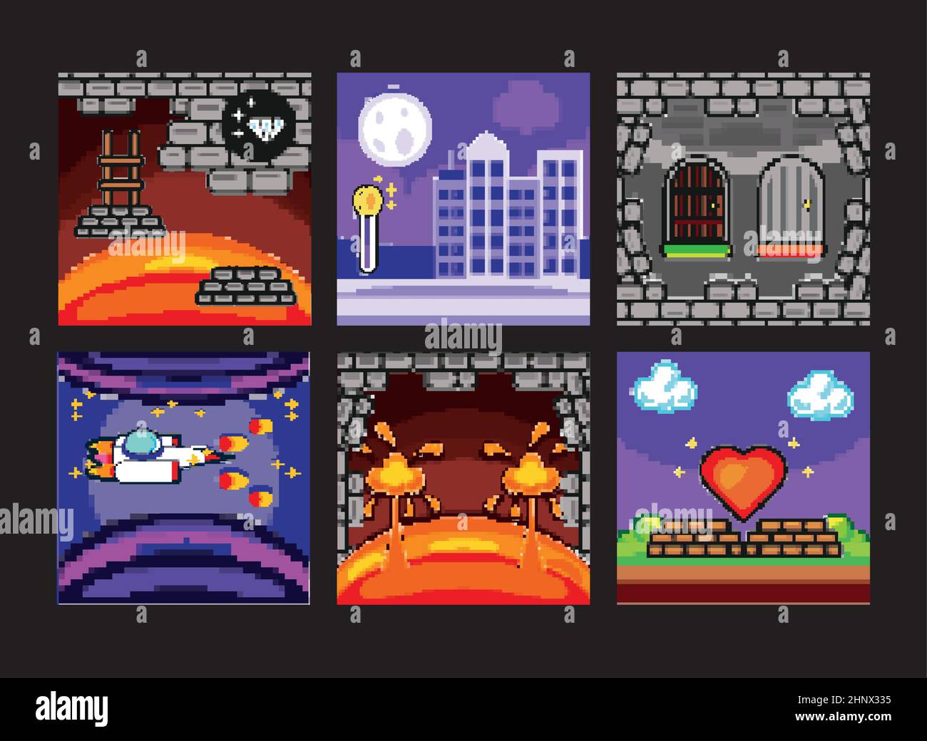 set of pixelated screen game Stock Vector Image & Art - Alamy