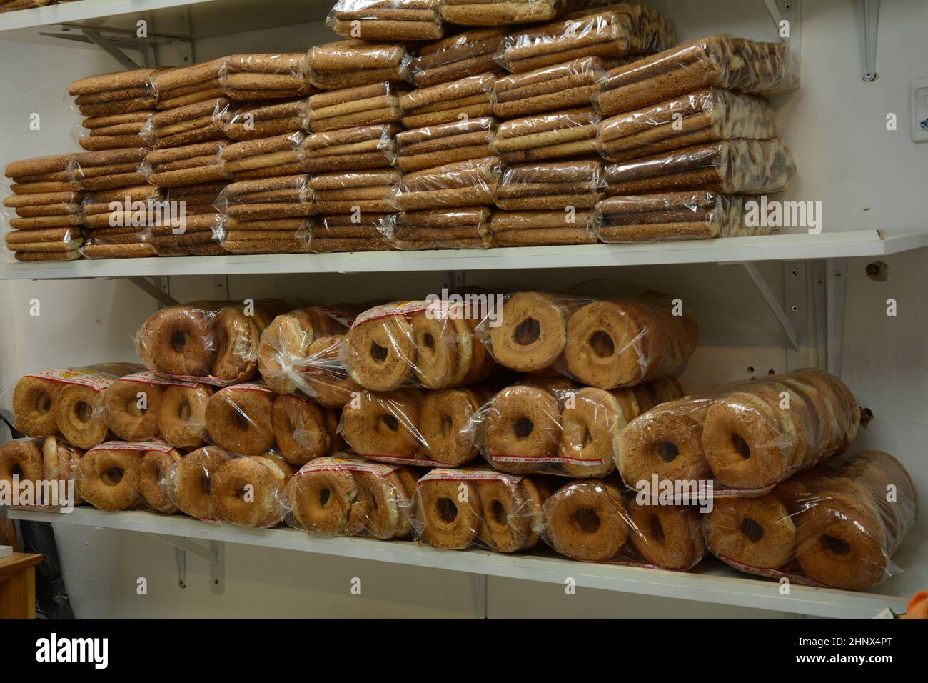 Israeli Simit Turkish Bagel Simit with sesame, traditional pastry of Turkey. The ...