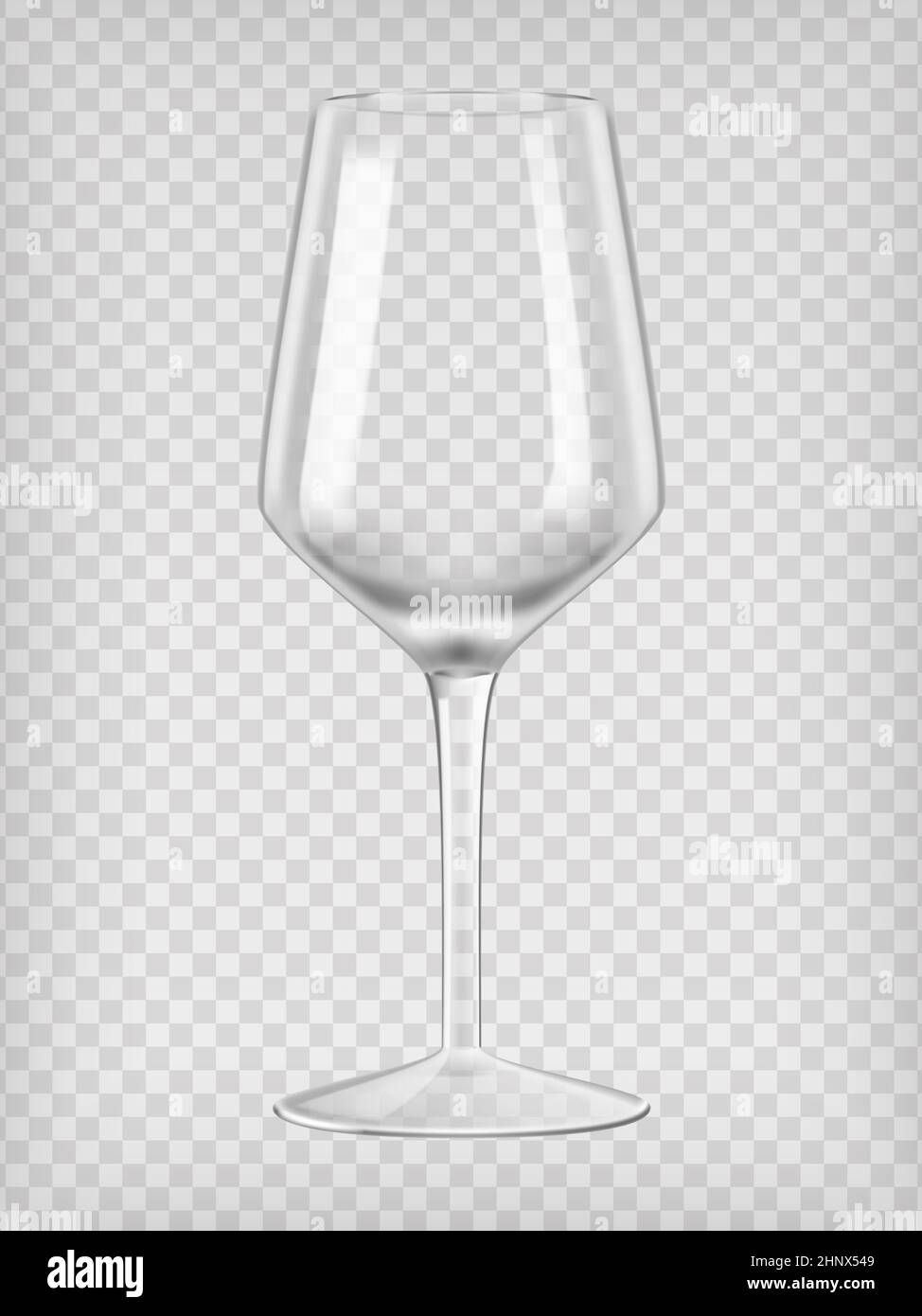 Empty wine glass. Transparent realistic vector illustration Stock Photo