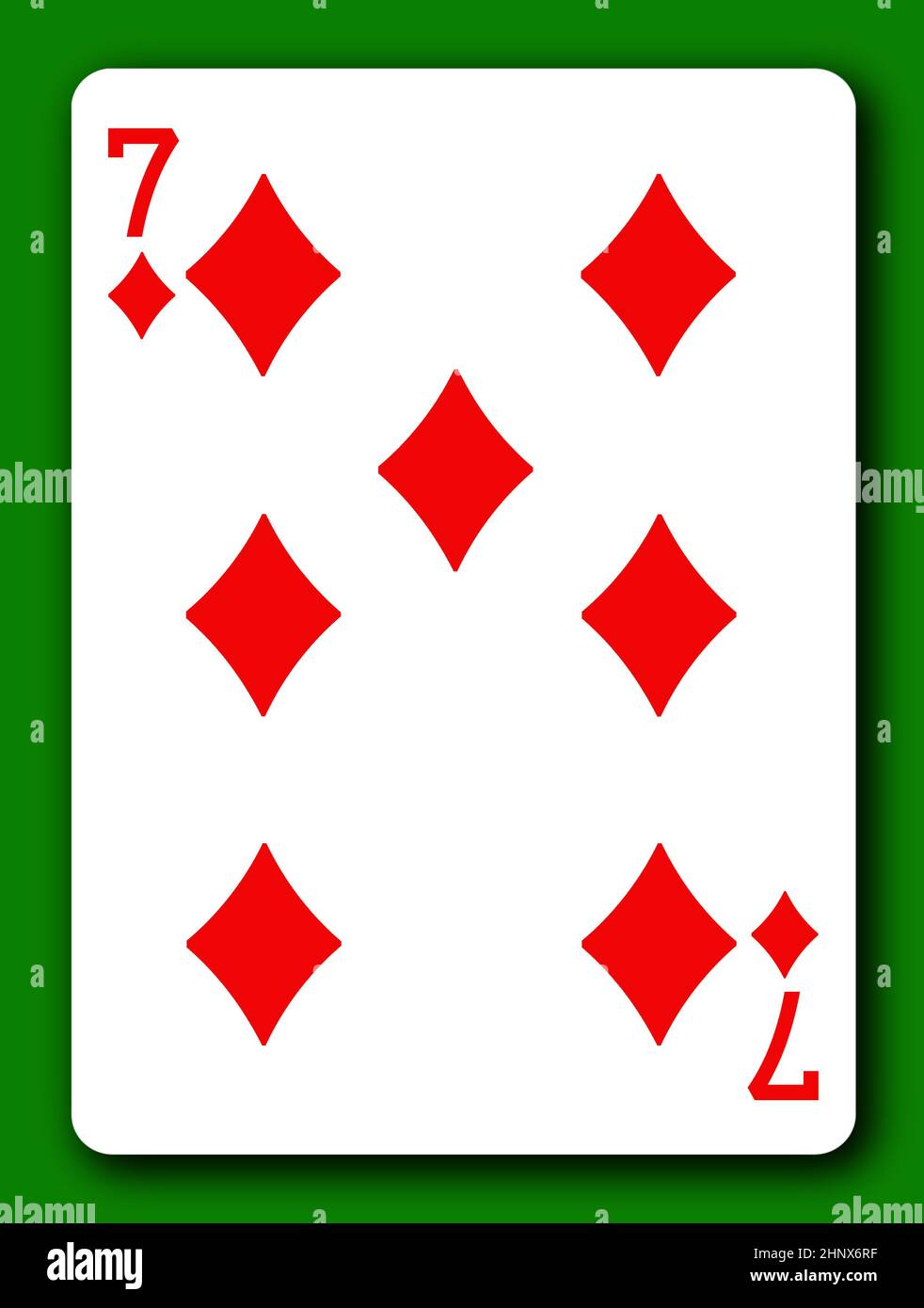 A 7 Seven of Diamonds playing card with clipping path to remove background and shadow 3d illustration Stock Photo