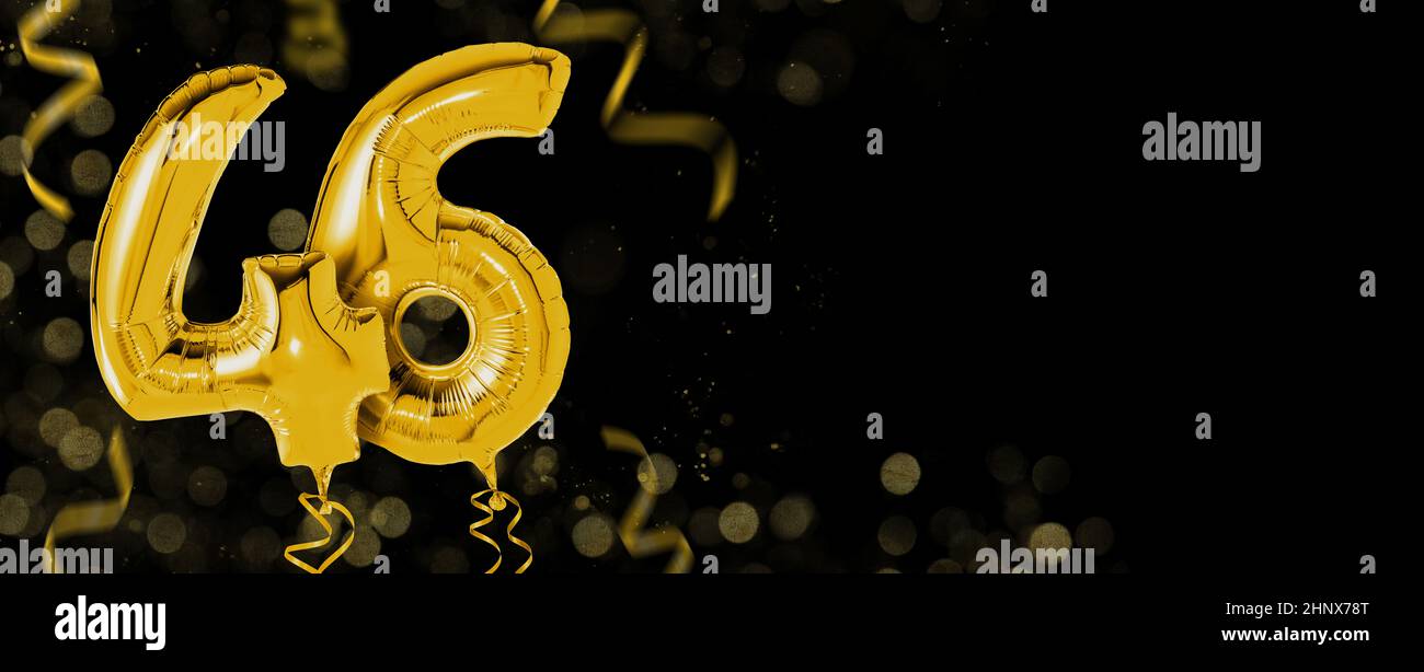 Golden balloons with copy space - Number 46 Stock Photo