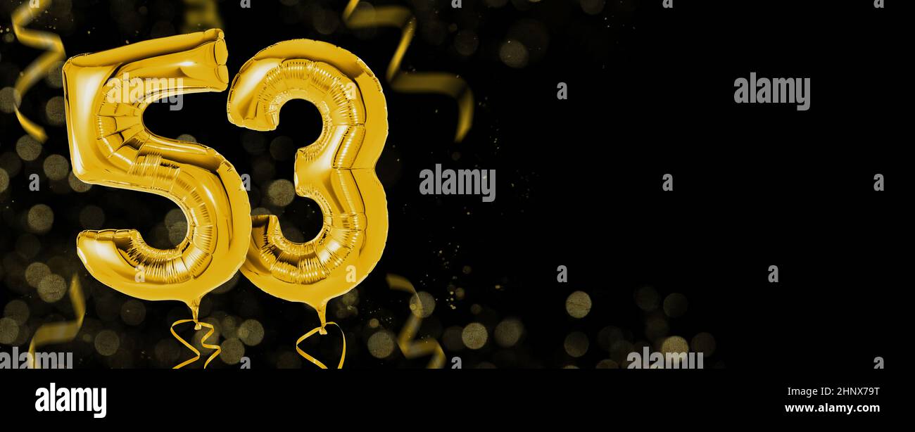 Golden balloons with copy space - Number 53 Stock Photo