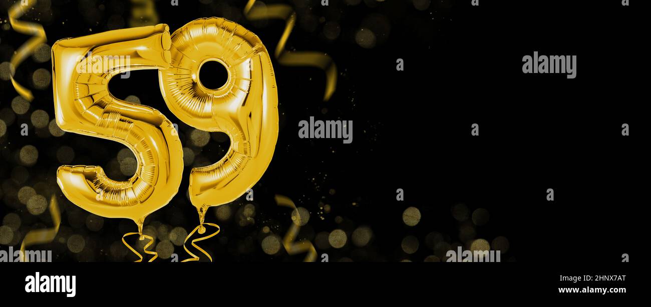 Golden balloons with copy space - Number 59 Stock Photo
