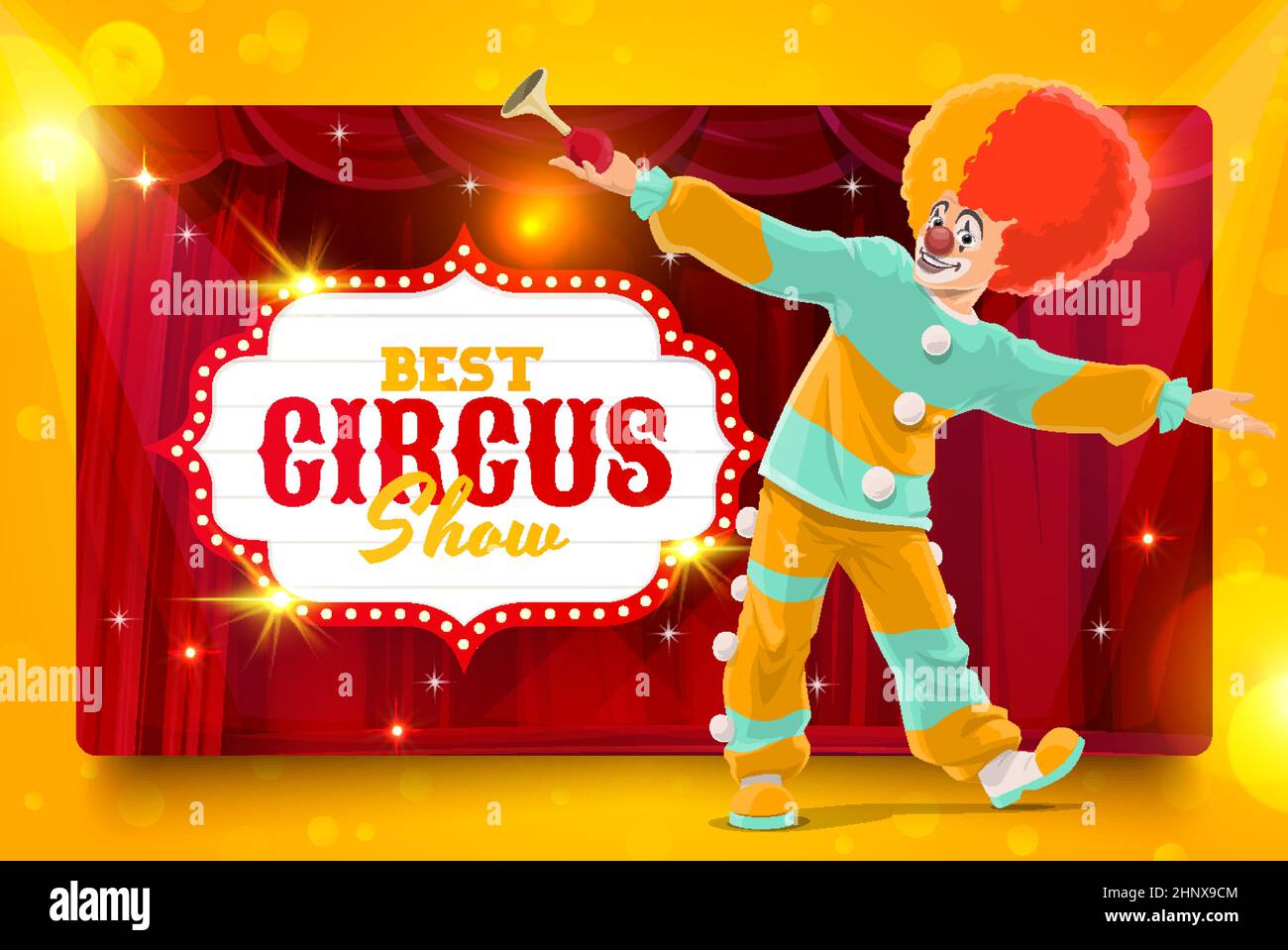 Shapito circus cartoon clown performer on stage. Vector poster with smiling  comedian character dance on scene. Invitation to big top magic show, carni  Stock Vector Image & Art - Alamy