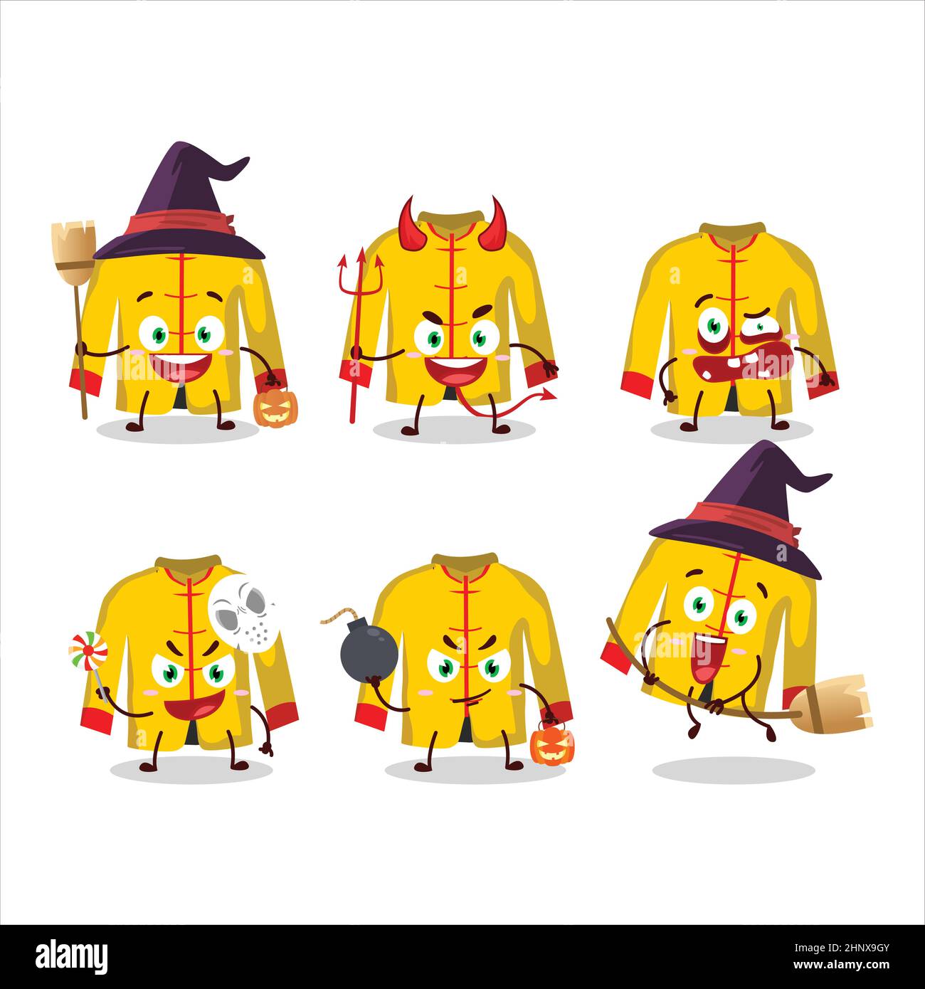 Halloween expression emoticons with cartoon character of yellow chinese ...