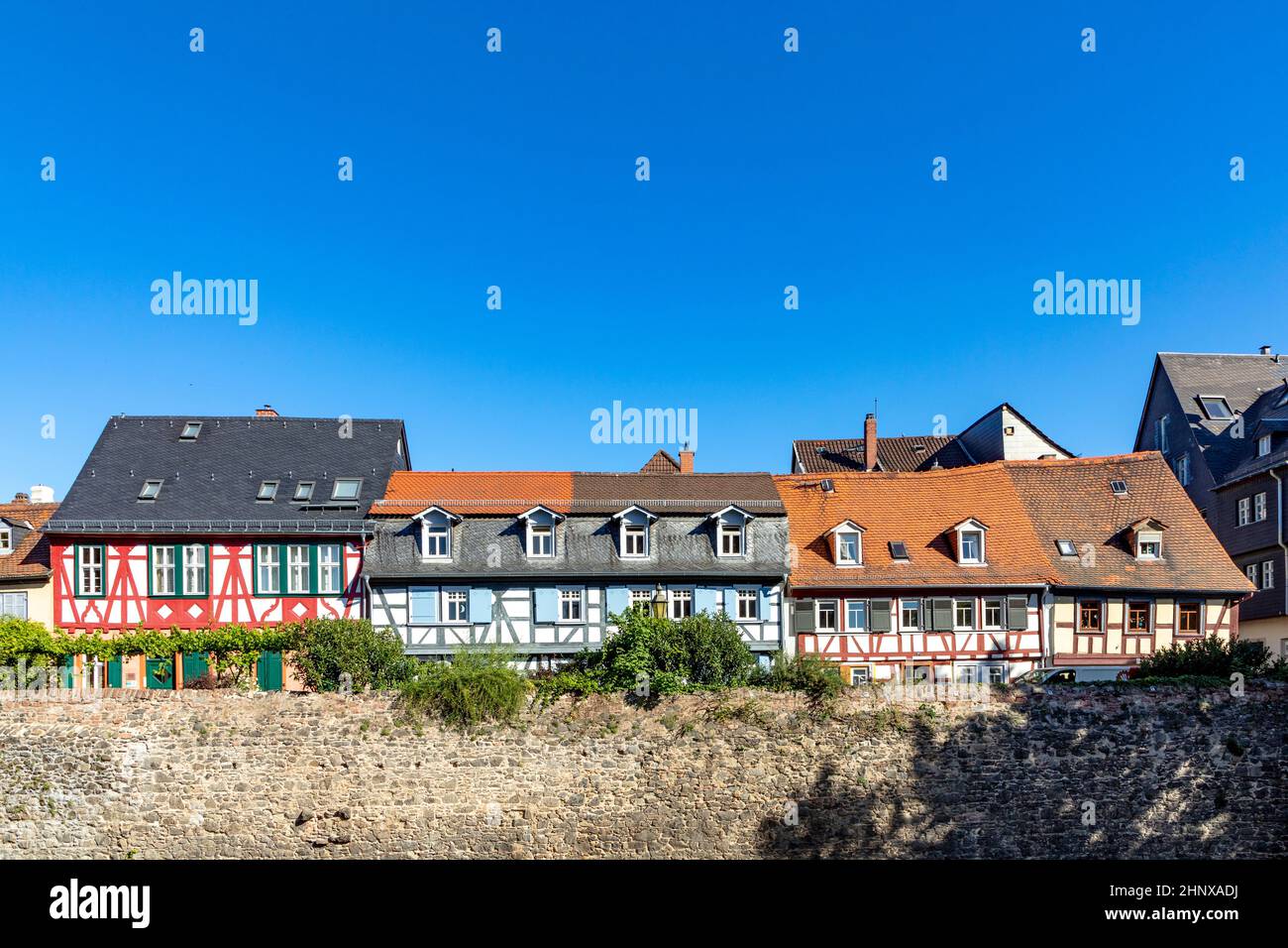 Historic old town FrankfurtHoechst with its halftimbered houses Stock